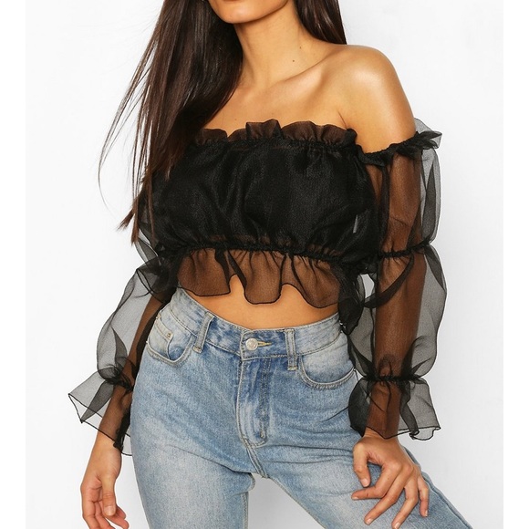 Tops - Off Shoulder Tulle Top